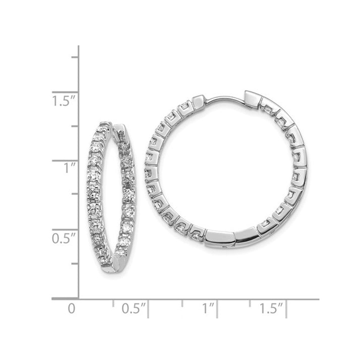 1.90 Carat (ctw I1-I2,H-I) Diamond in-Out Hoop Earrings in 14K White Gold Image 2