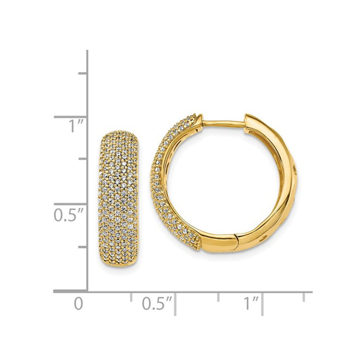 1.00 Carat (ctw) Diamond Hinged Hoop Earrings in 14K Yellow Gold Image 4