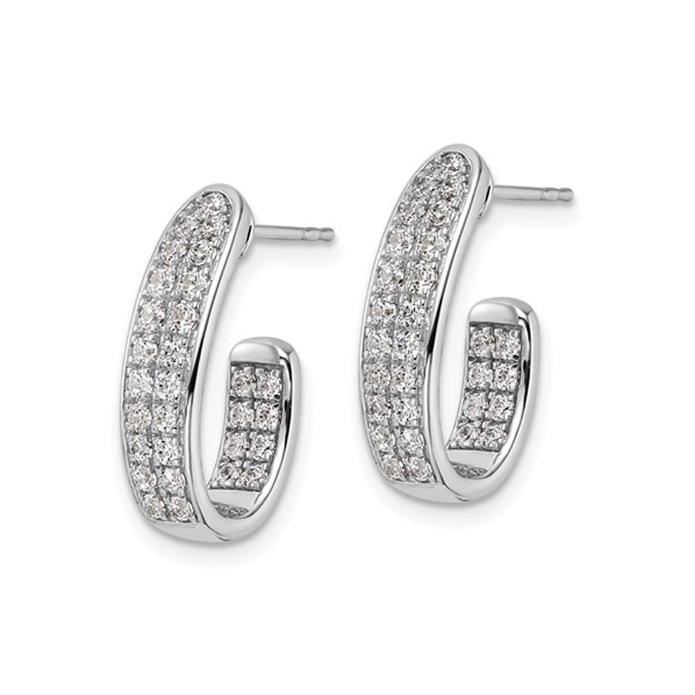1.00 Carat (ctw SI-SI2G-H) Lab-Grown Diamond J-Hoop Earrings in 14K White Gold Image 2