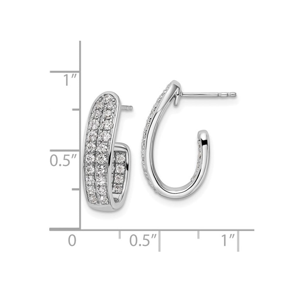 1.00 Carat (ctw SI-SI2G-H) Lab-Grown Diamond J-Hoop Earrings in 14K White Gold Image 3