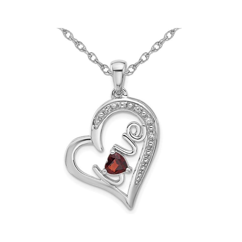 1/2 Carat (ctw) Garnet Heart Love Pendant Necklace in Sterling Silver with Chain Image 1