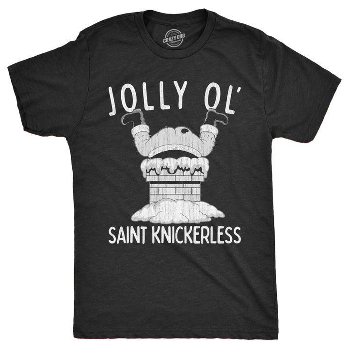 Mens Jolly Ol Saint Knickerless T Shirt Funny Offensive Xmas Butt Naked Santa Tee For Guys Image 1