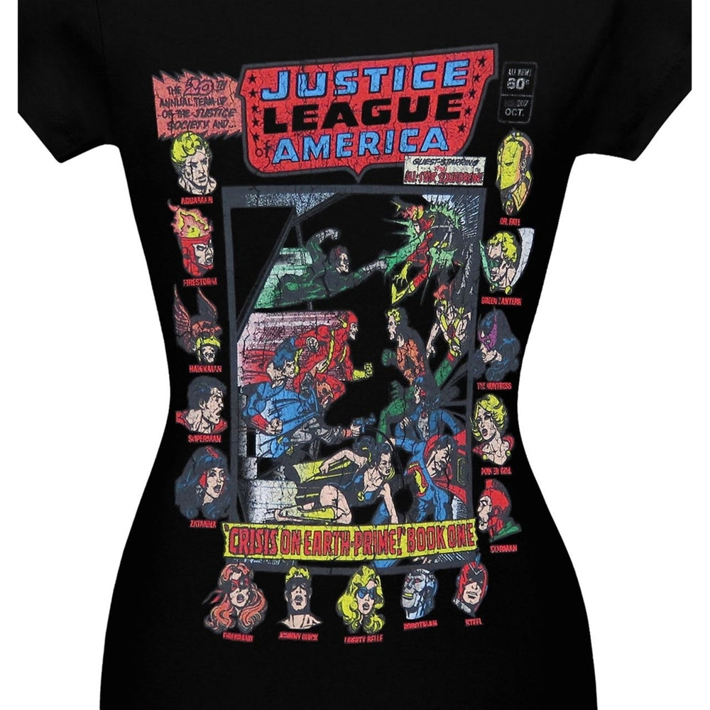 JLA Crisis on Earth Prime Womens T-Shirt Image 2
