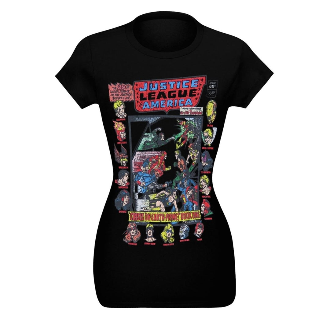 JLA Crisis on Earth Prime Womens T-Shirt Image 3
