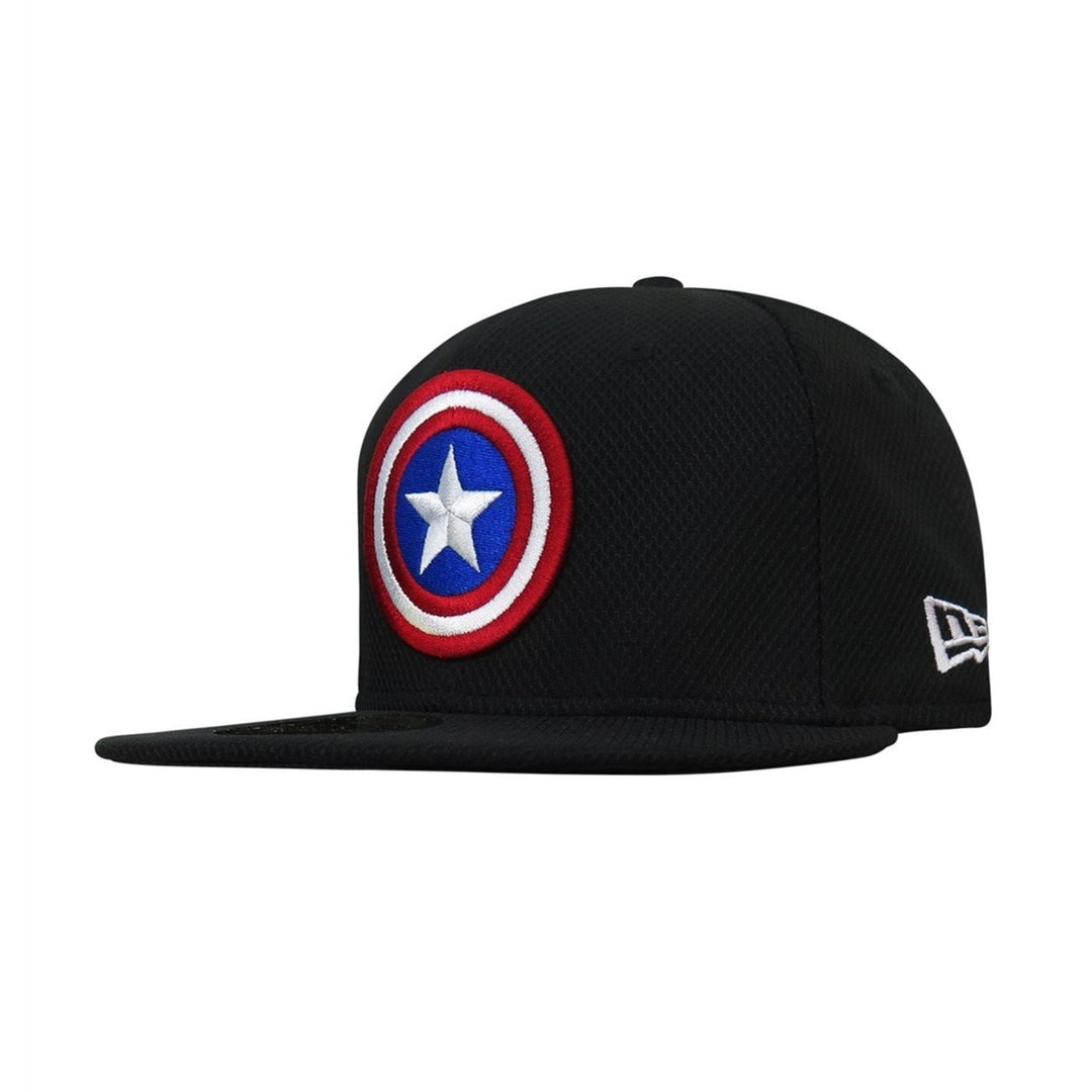 Captain America Shield Black 59Fifty Fitted Hat Image 1