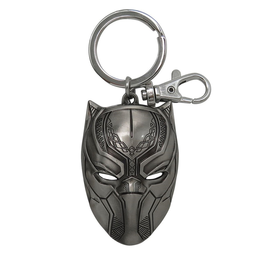 Black Panther Mask Metal Keychain Image 1