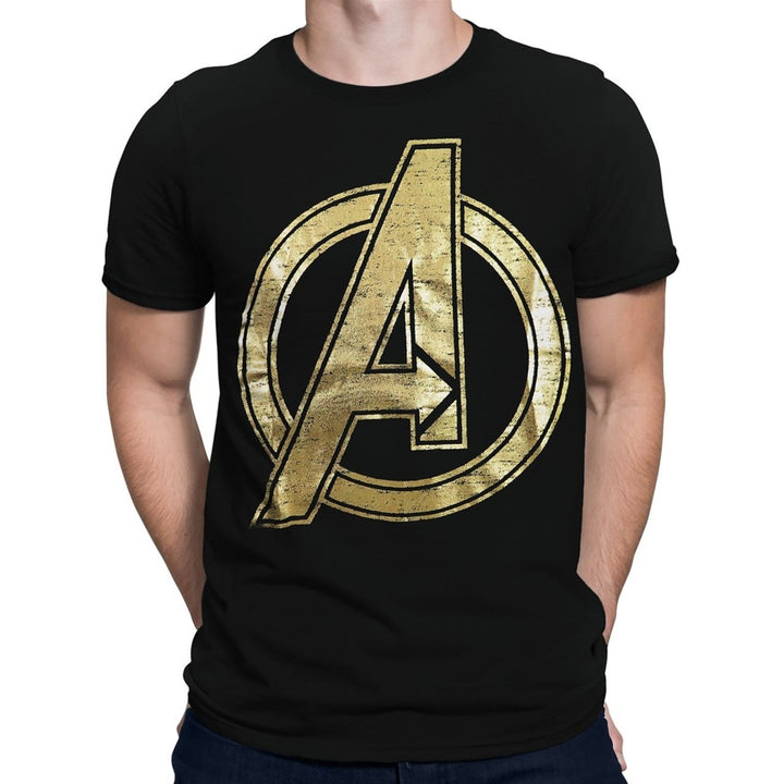 Avengers Gold Logo Mens T-Shirt Image 1