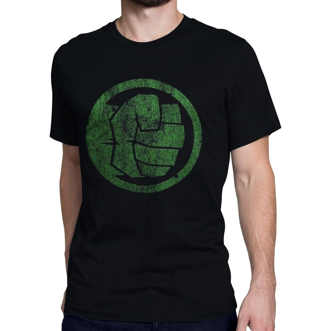 Hulk Fist Bump on Black Mens T-Shirt Image 1