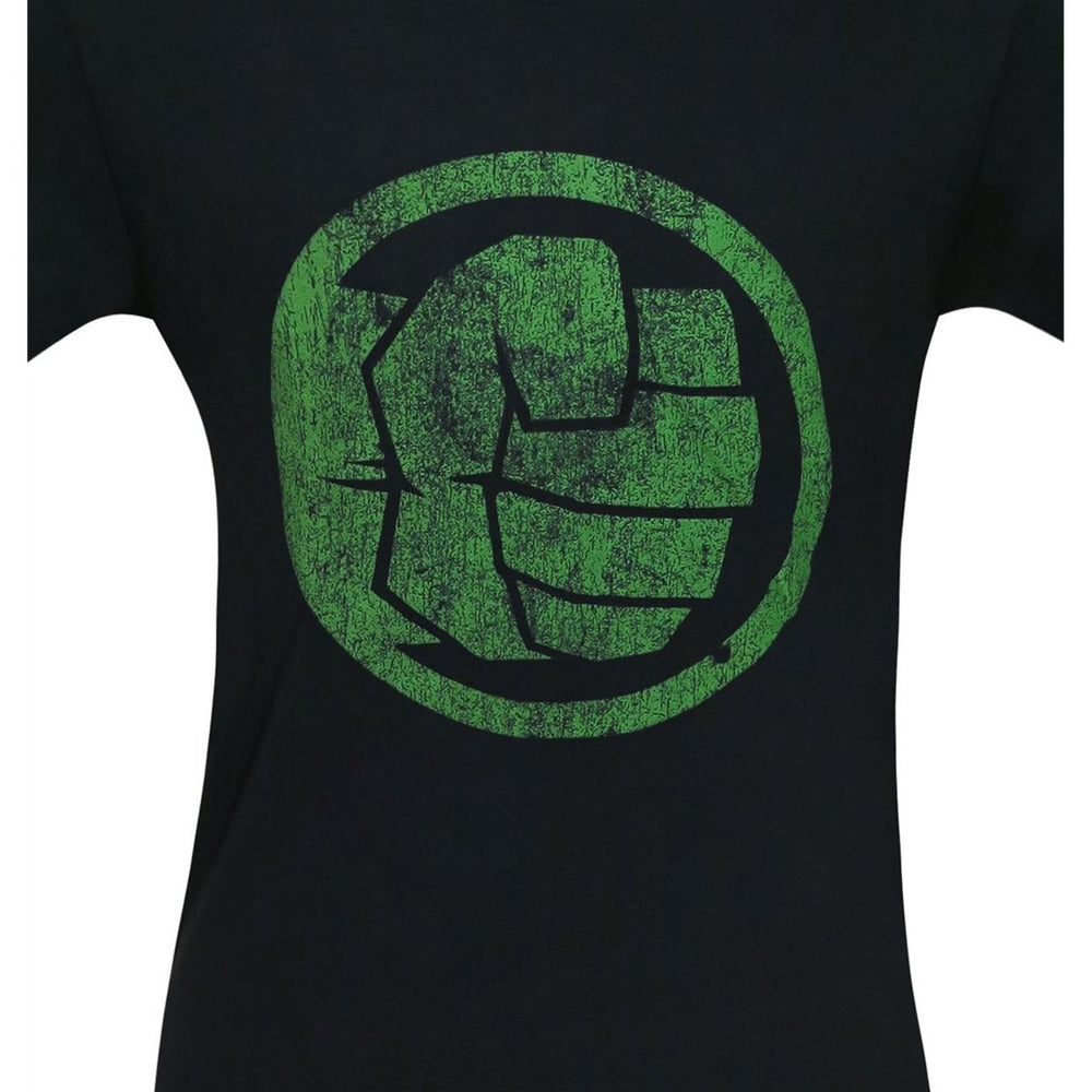 Hulk Fist Bump on Black Mens T-Shirt Image 2