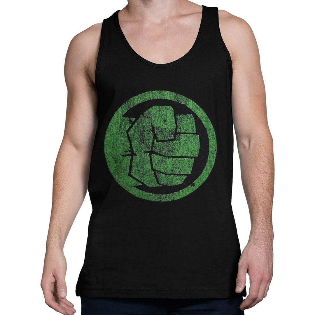 Hulk Fist Bump on Black Mens Tank Top Image 1