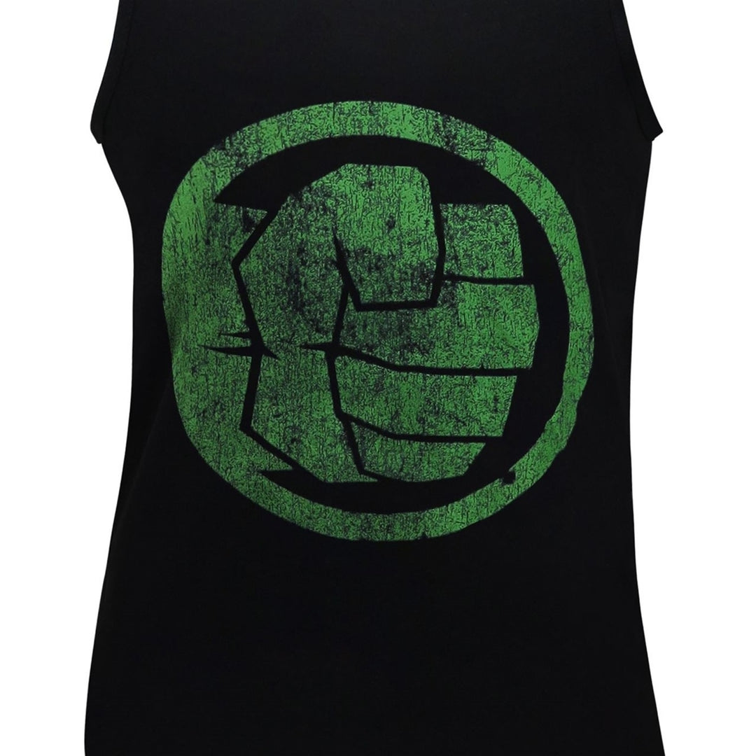 Hulk Fist Bump on Black Mens Tank Top Image 2