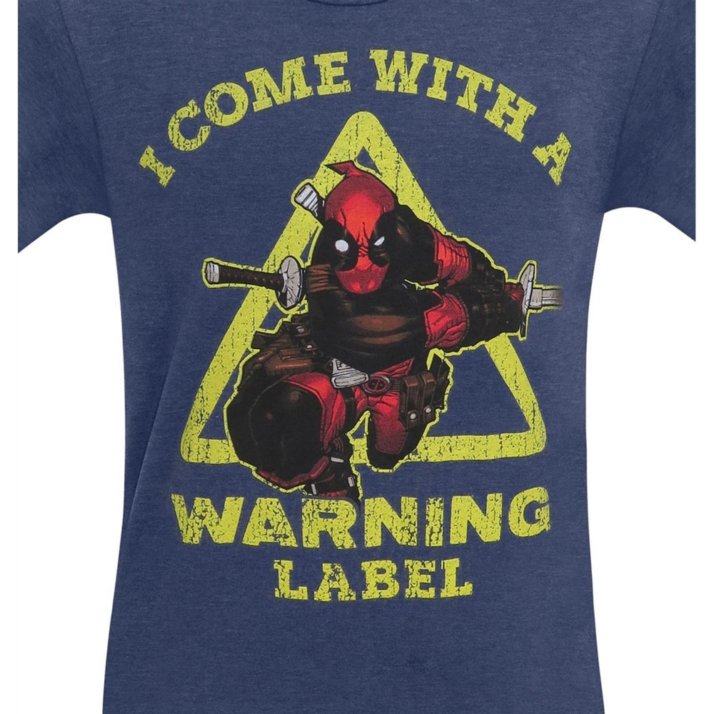 Deadpool Warning Label Mens T-Shirt Image 2