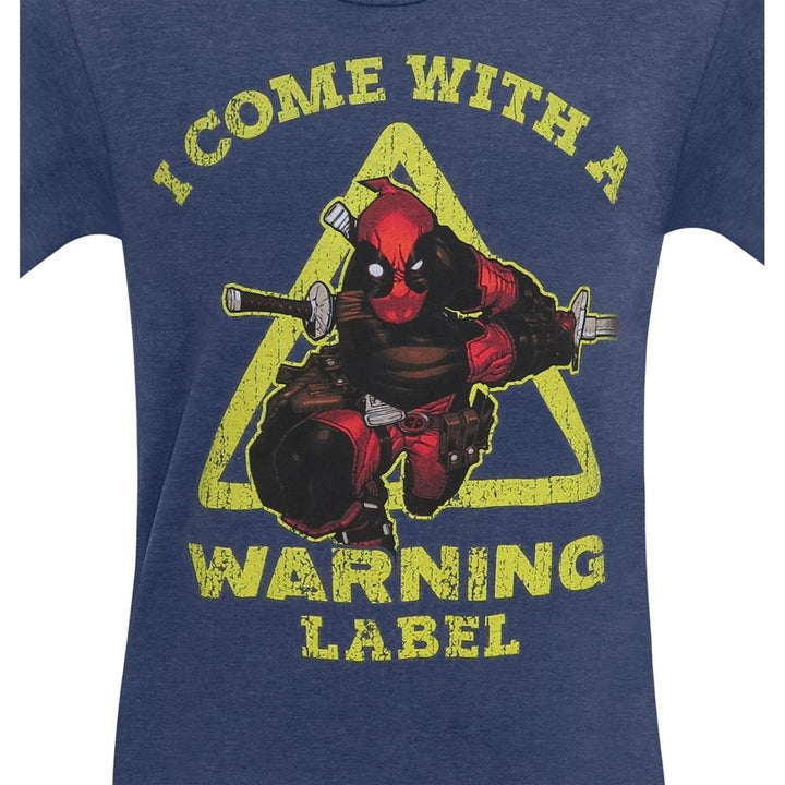 Deadpool Warning Label Mens T-Shirt Image 2