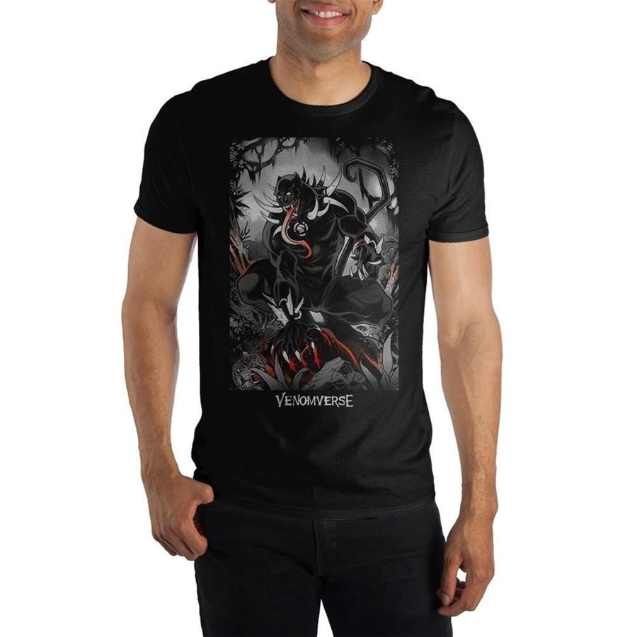 Black Panther Venomized Mens Black T-Shirt Image 1