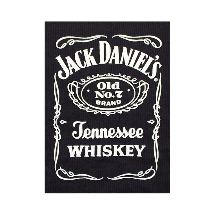 Jack Daniels Whiskey Label Logo Black Ribbed Juniors Tank Top Image 2