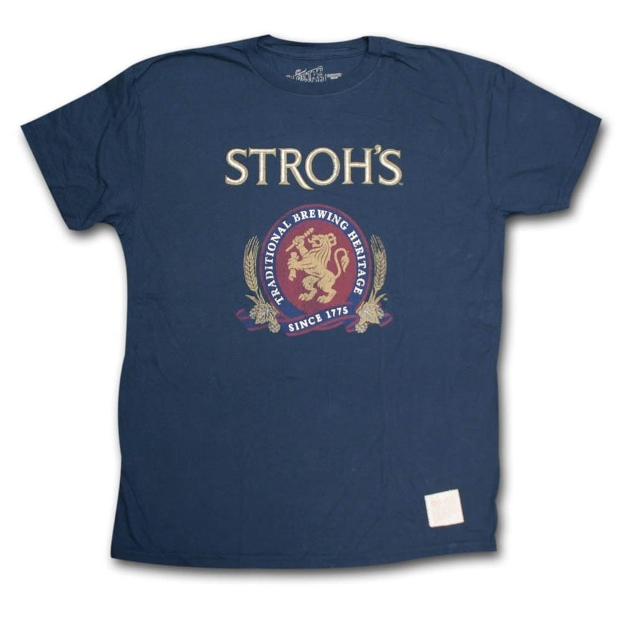 Strohs Beer Vintage Mens Navy Blue T-Shirt Image 1