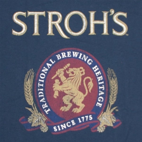 Strohs Beer Vintage Mens Navy Blue T-Shirt Image 2