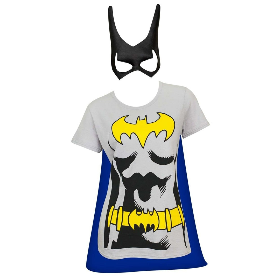 Batman Womens Cape And Mask Costume Tee Shirt Image 1