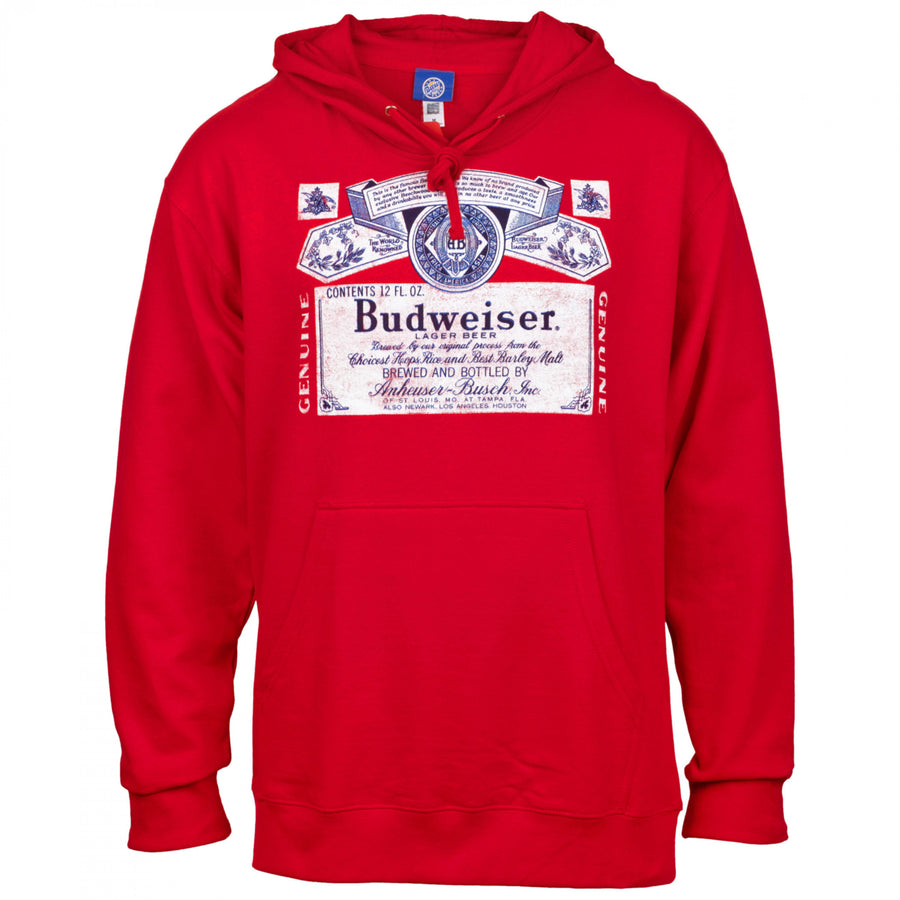 Budweiser Classic Logo Red Hoodie Sweatshirt Image 1