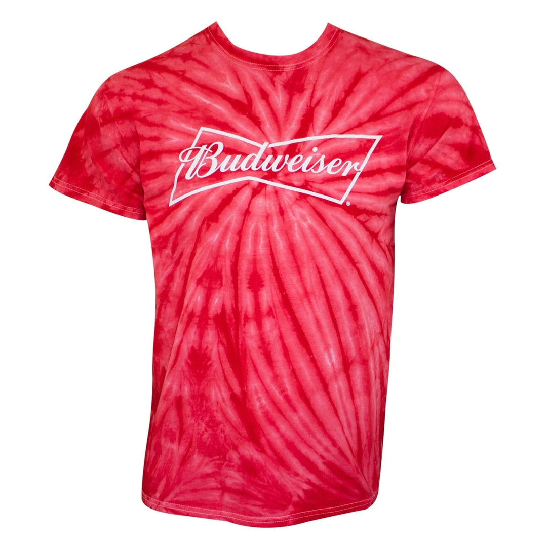 Budweiser Mens Red Tie Dye T-Shirt Image 1