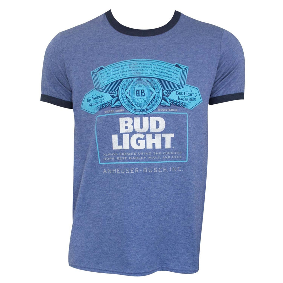 Bud Light Mens Heather Blue Ringer T-Shirt Image 1
