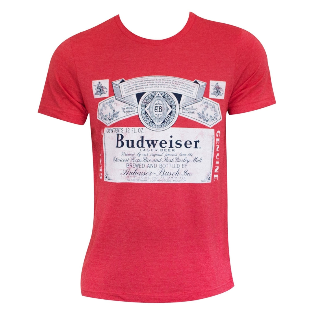 Budweiser Heather Red Beer Logo Tee Shirt Image 1