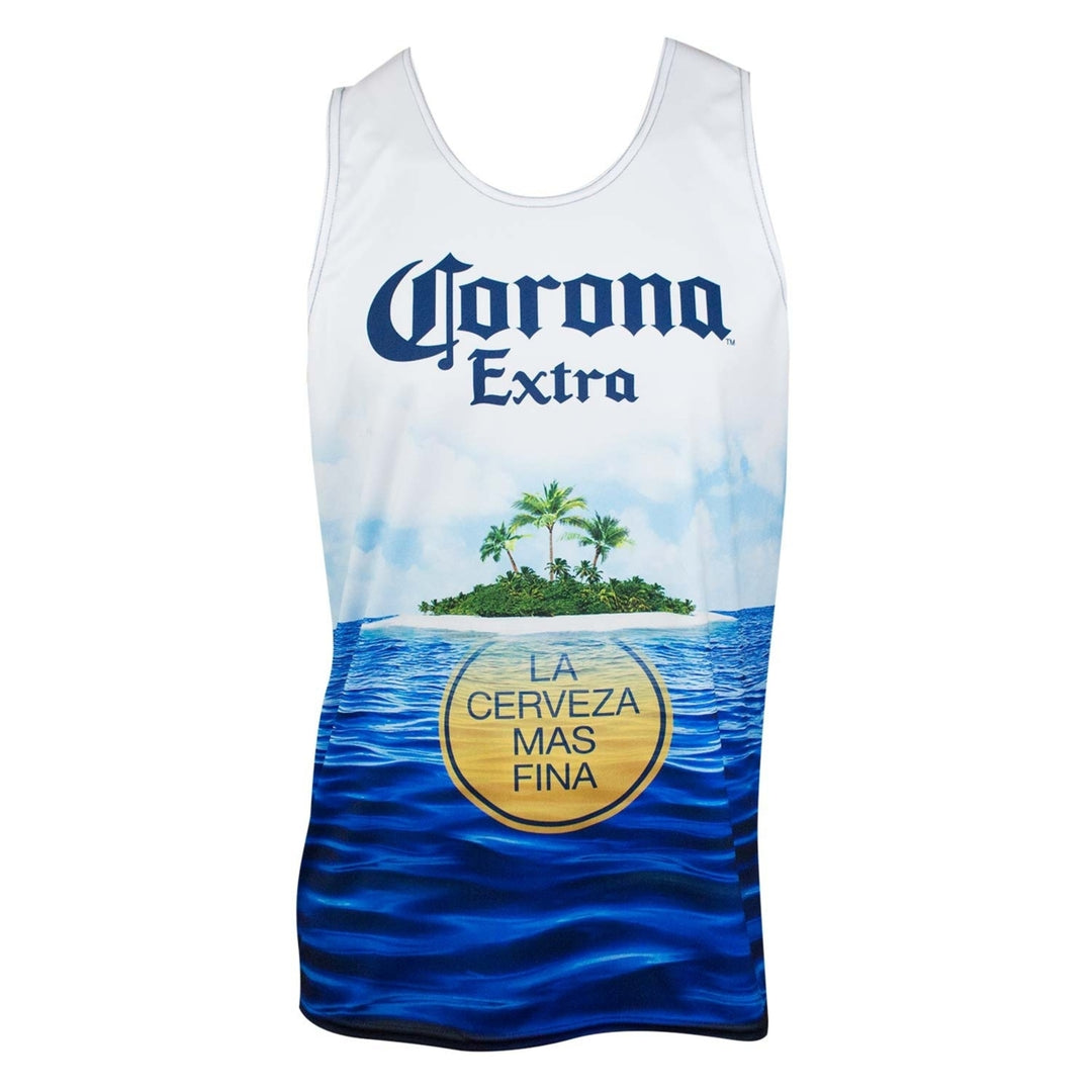 Corona Extra Beach Scene Mens Tank Top Image 1