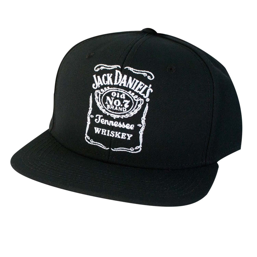 Jack Daniels Black Bottle Label Snapback Hat Image 1
