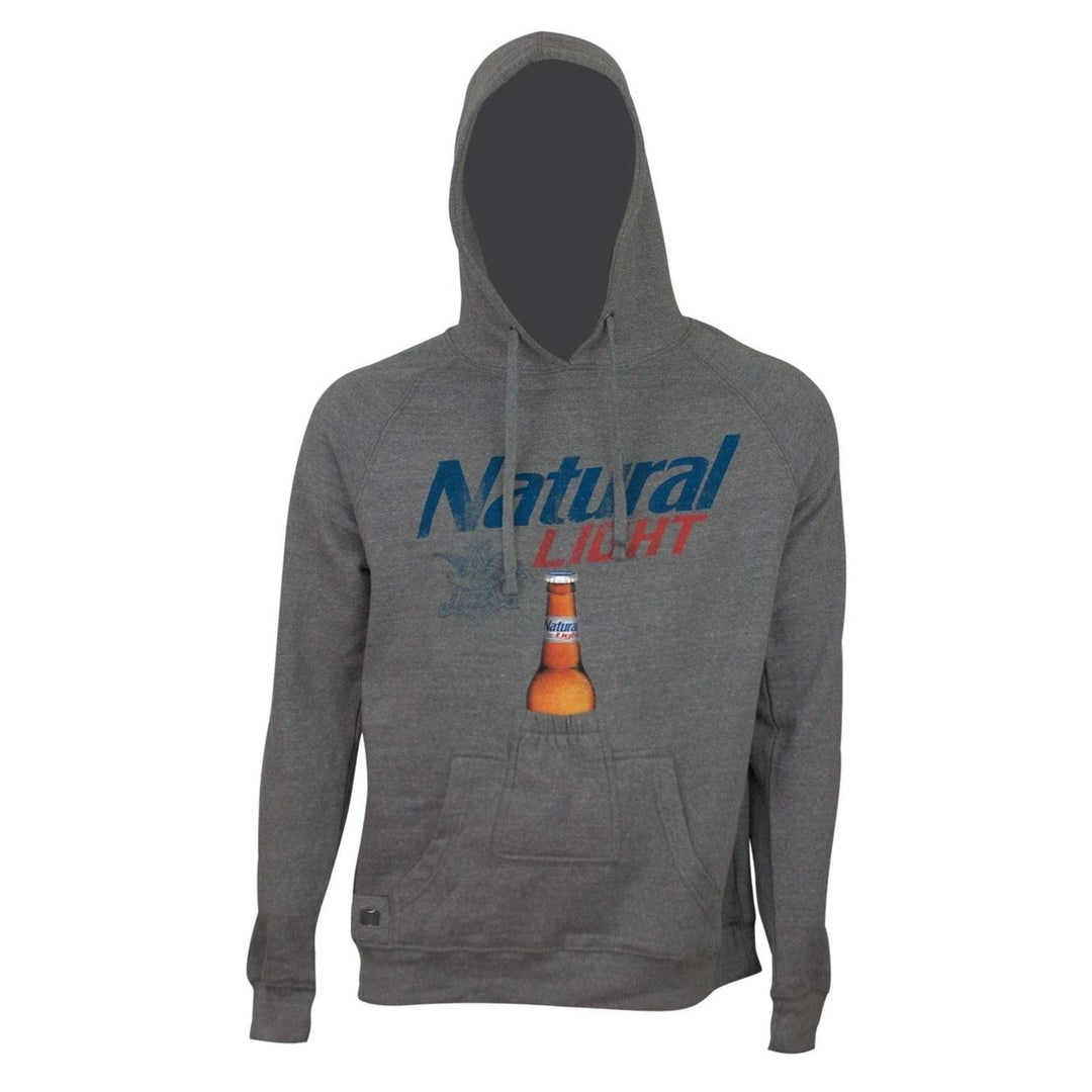 Natural Light Bottle Opener Grey Beer Pouch Hoodie Image 1