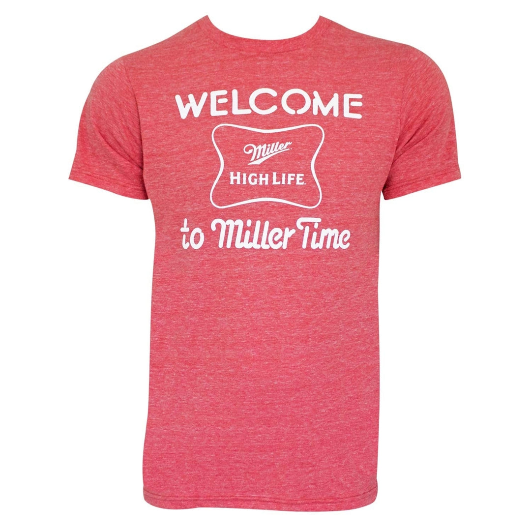 Miller High Life Retro Brand Welcome To Miller Time Red Tee Shirt Image 1