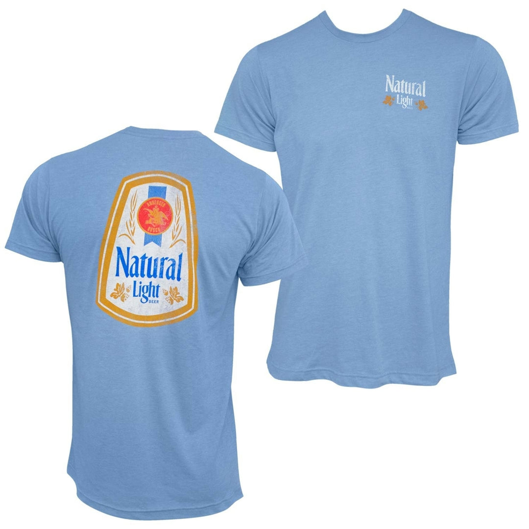 Natural Light Two Sided Mens Light Blue T-Shirt Image 1