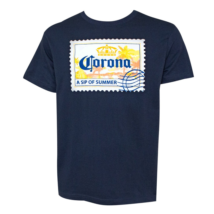 Corona Beer Relax Responsibly Postcard Men's Blue T-Shirt Image 1