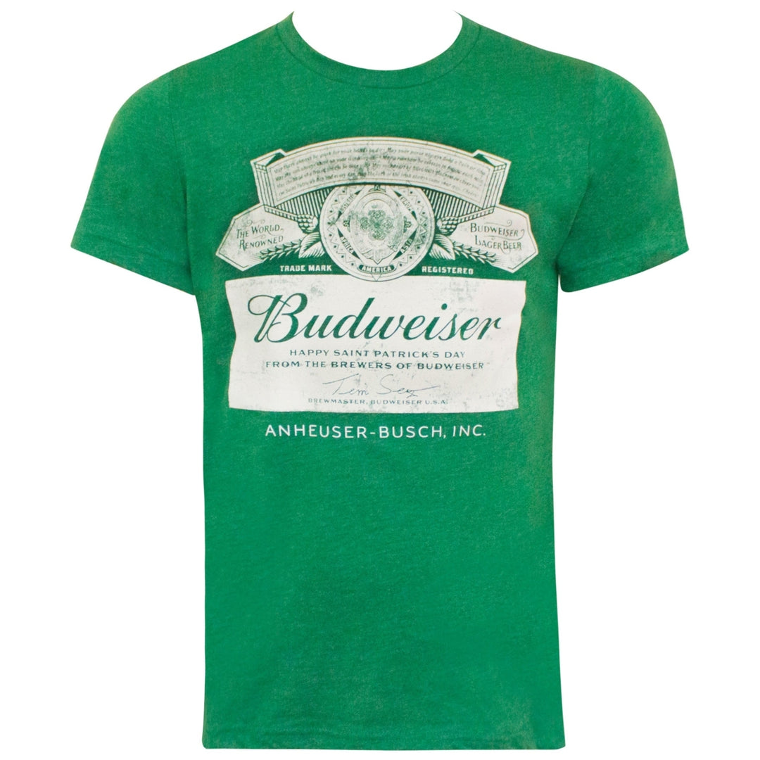 Budweiser St. Patricks Day Green Label Tee Shirt Image 1