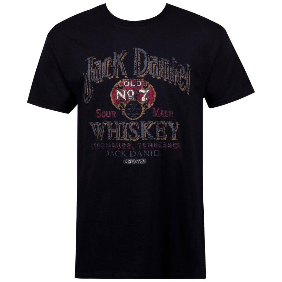 Jack Daniels Sour Mash Vintage Poster Mens Black T-Shirt Image 1