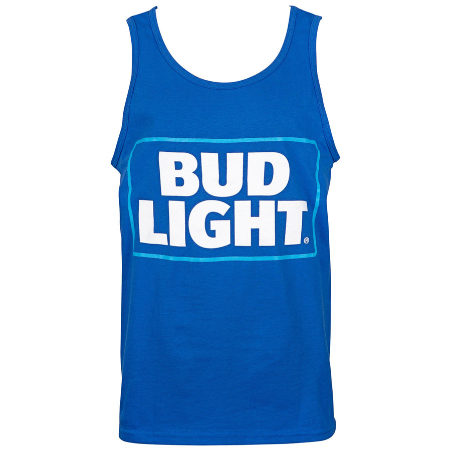 Bud Light Box Logo Mens Blue Tank Top Image 1