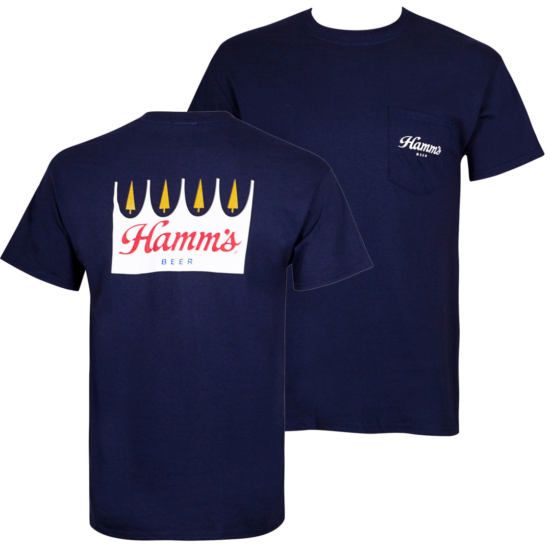 Hamms Beer Logo Front And Back Print Mens Pocket T-Shirt Image 1