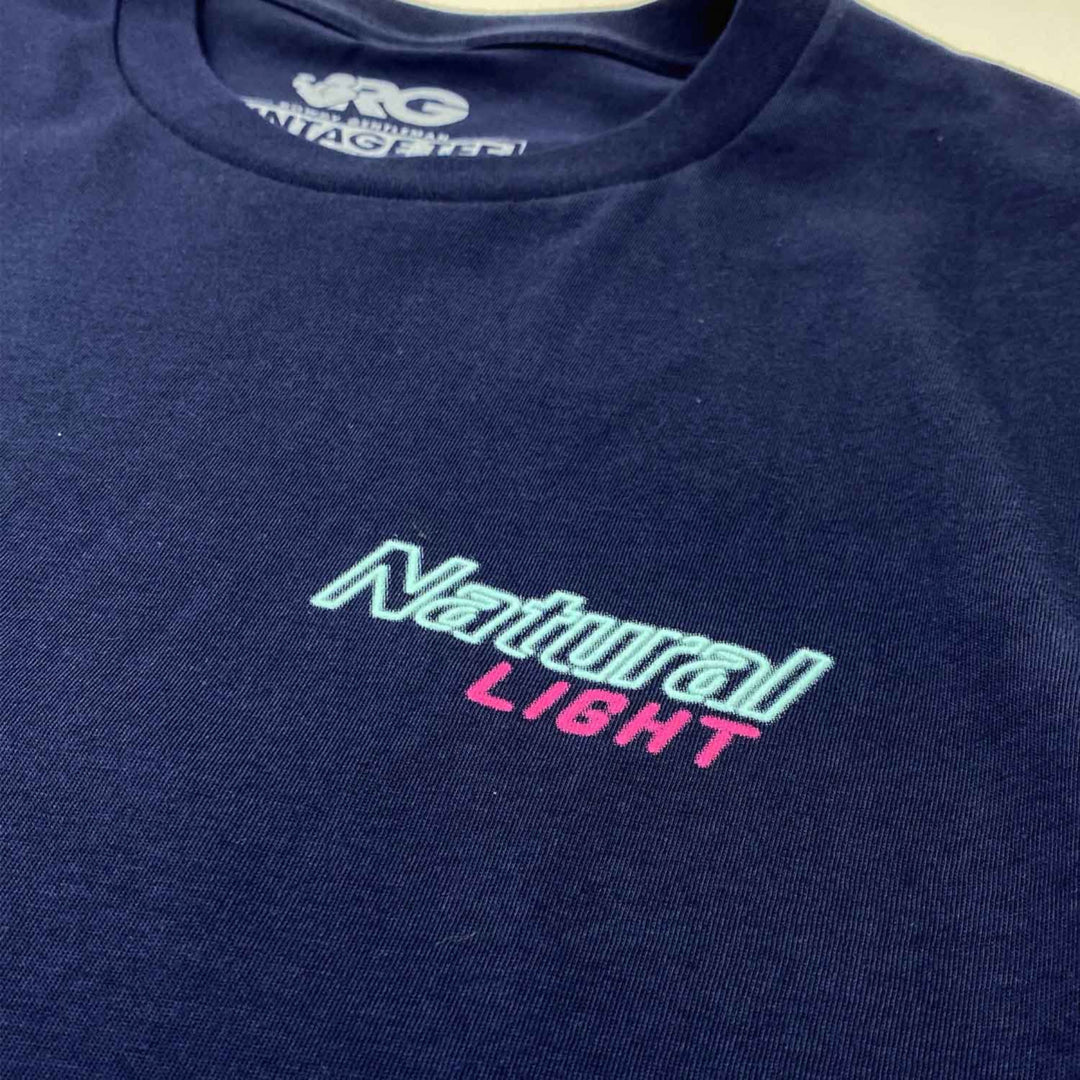 Natural Light Naturdays Neon Sign Navy Blue Tee Shirt Image 4