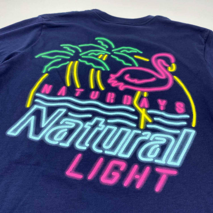 Natural Light Naturdays Neon Sign Navy Blue Tee Shirt Image 4