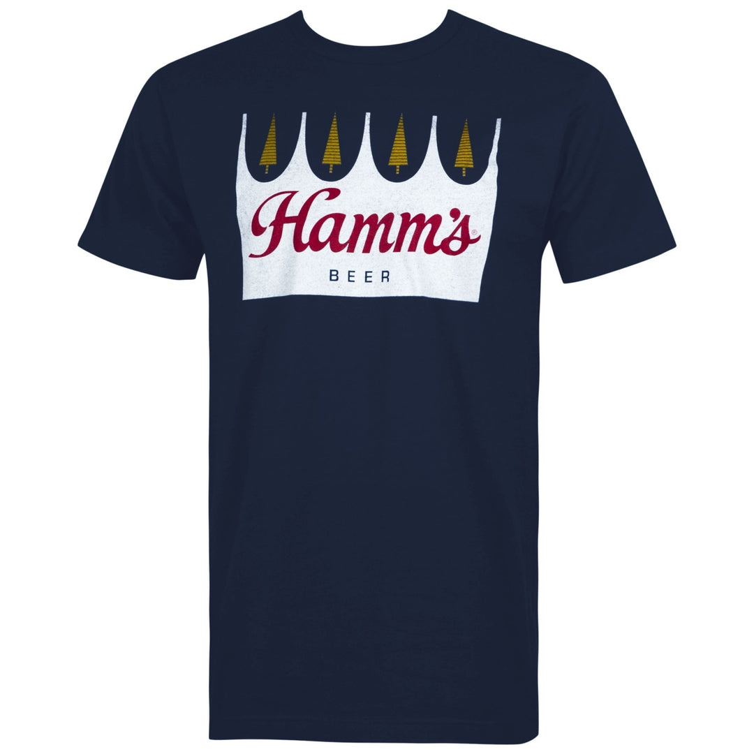 Hamms Beer Crown Logo Mens Blue T-Shirt Image 1