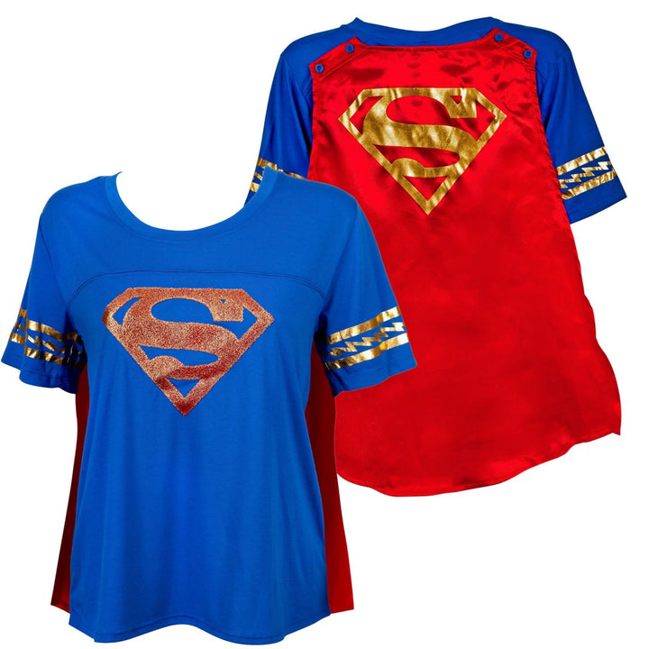 Supergirl Symbol with Cape Womens T-Shirt Image 2