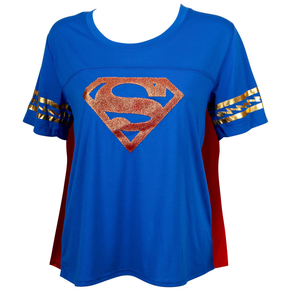 Supergirl Symbol with Cape Womens T-Shirt Image 2