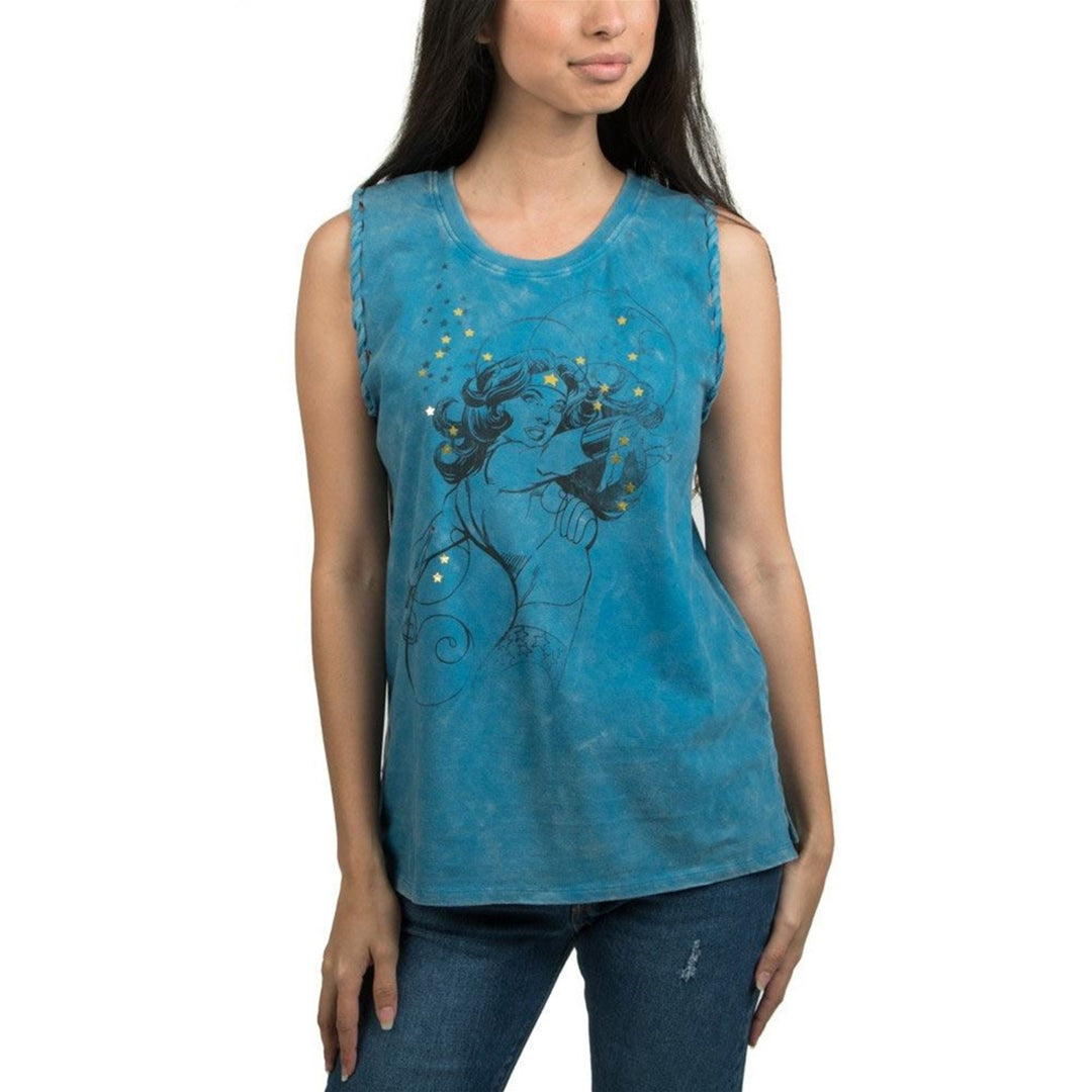 Wonder Woman Mineral Wash Braided Tank Top Image 1