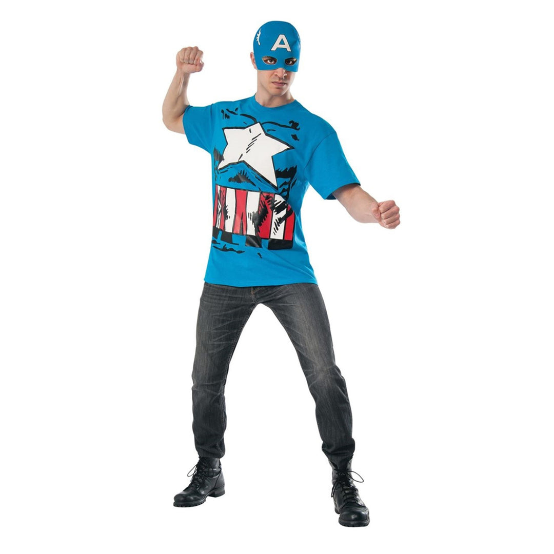 Captain America Costume T-Shirt with Mask Image 1