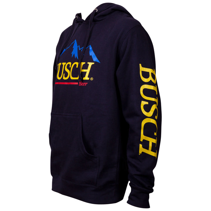 Busch Beer Mountain Logo Mens Blue Hoodie Image 3