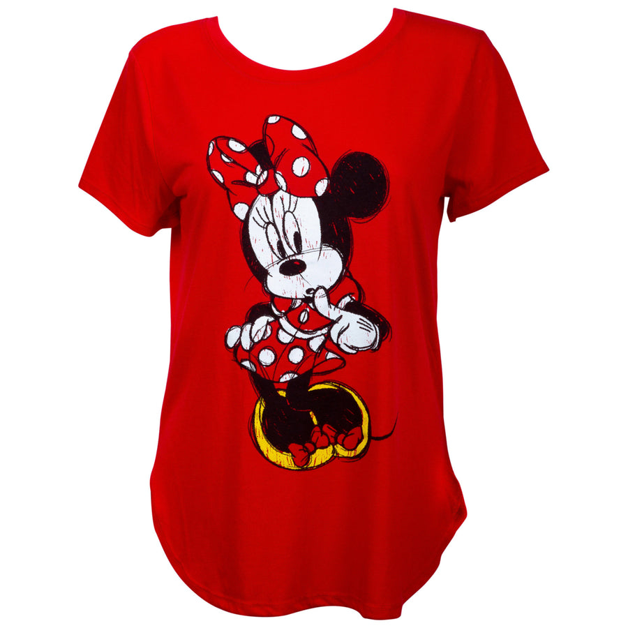 Minnie Mouse Flirty Womens Red T-Shirt Image 1