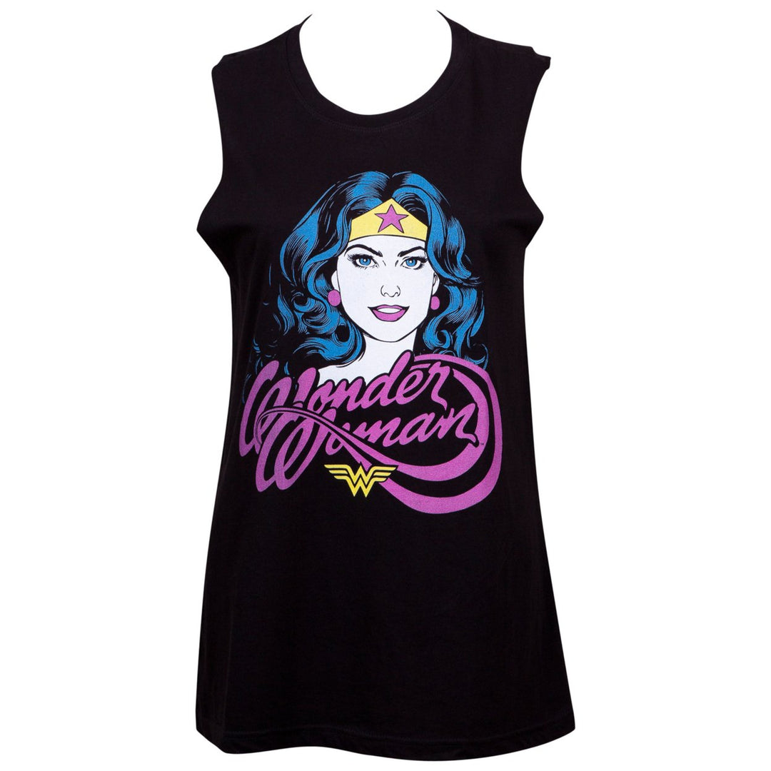 Wonder Woman Womens Black Venice Beach Tank Top Image 1