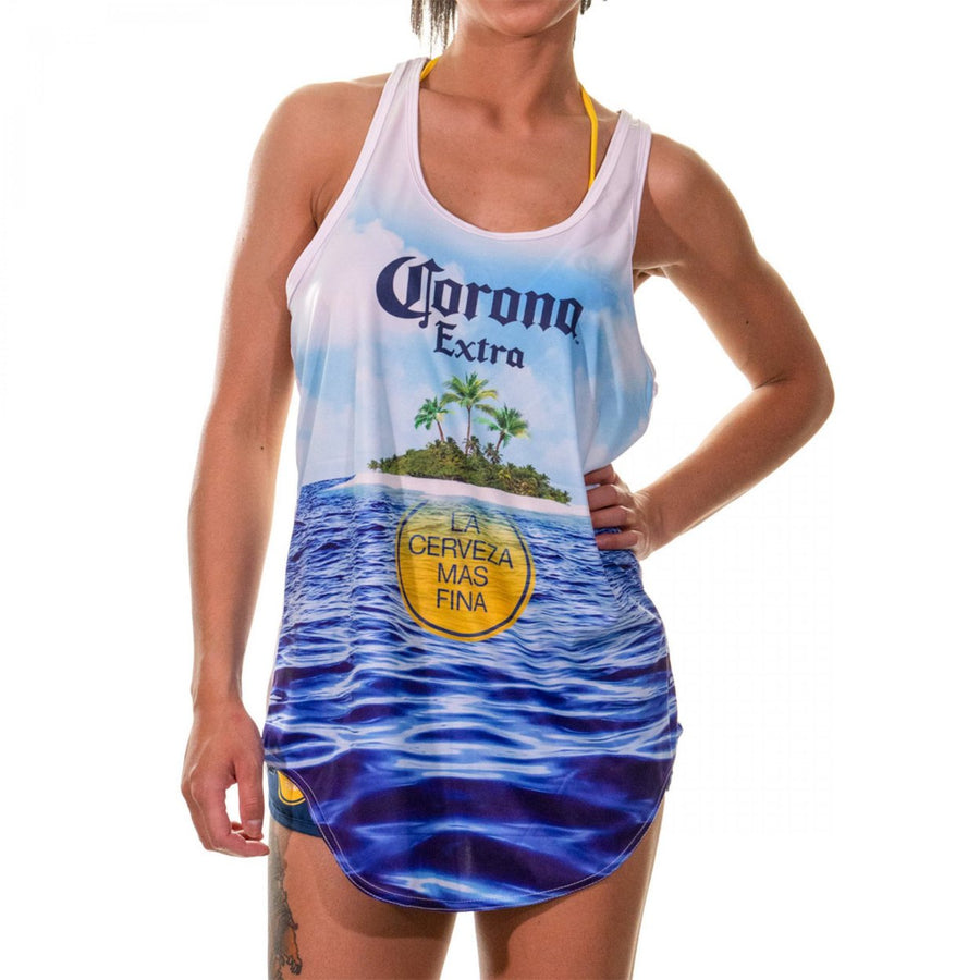 Corona Extra Beach Scene Womens Cover Up Tank Top Image 1