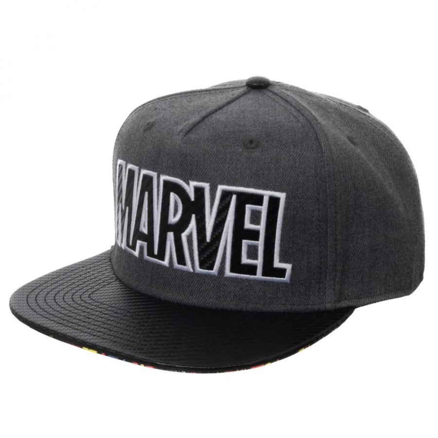 Marvel Logo Carbon Fiber Adjustable Grey Snapback Image 1