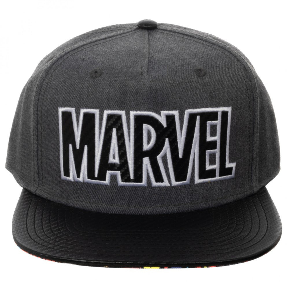 Marvel Logo Carbon Fiber Adjustable Grey Snapback Image 2