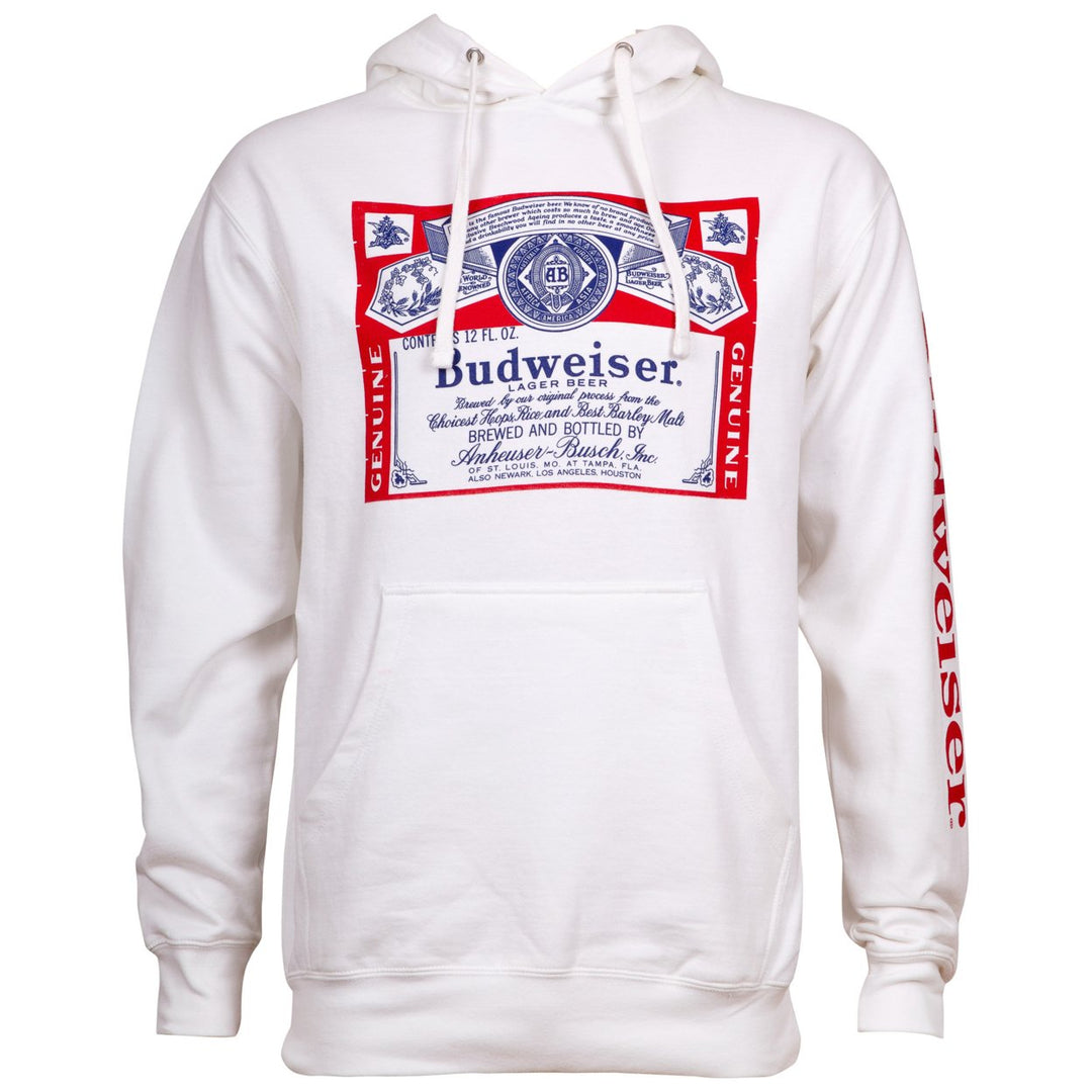 Budweiser Beer Mens White Hoodie Image 2